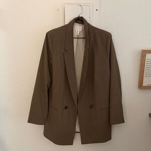 H&M Brown Checkered Blazer